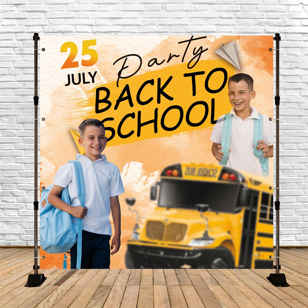 School Picture Backdrop School Bus Smiles Customized Backdrop UK BRP6-30