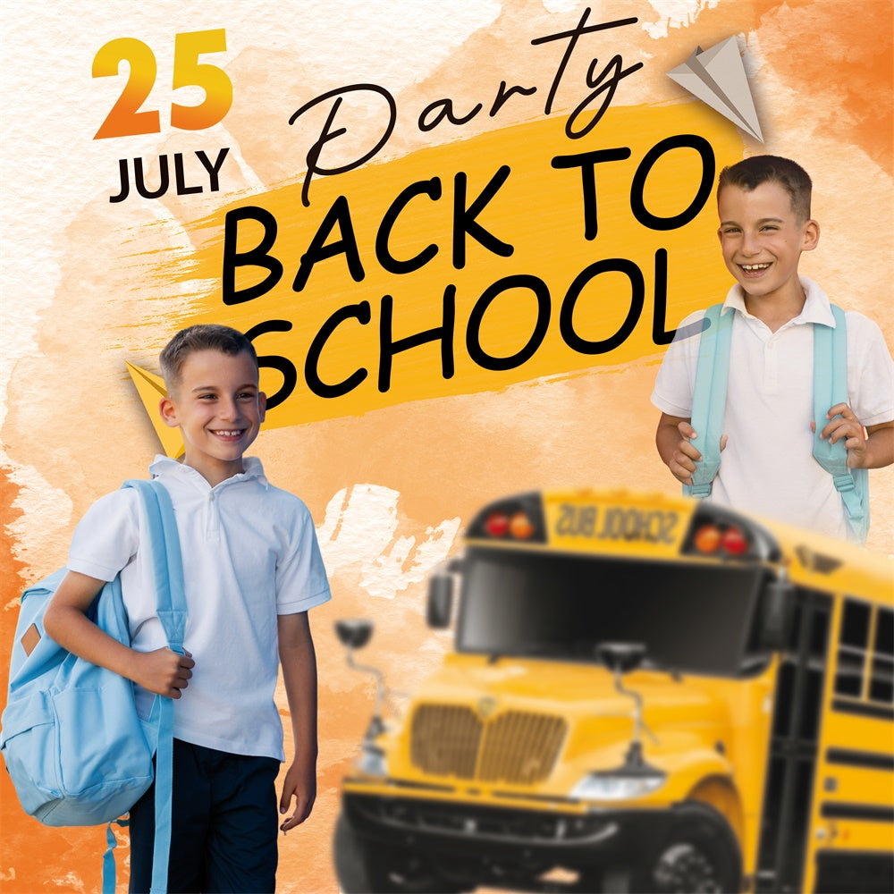 School Picture Backdrop School Bus Smiles Customized Backdrop UK BRP6-30