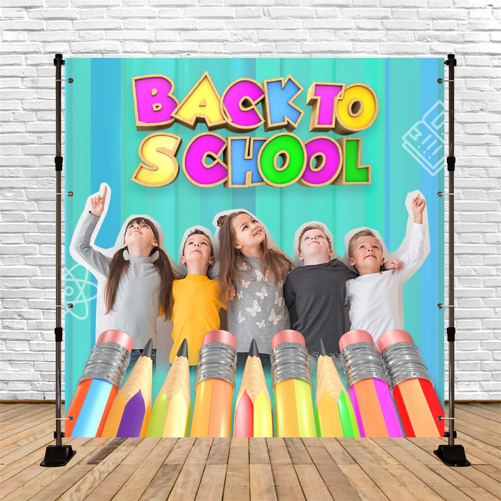 Back To School Backdrops Rainbow Pencil Power Custom Backdrop UK BRP6-31