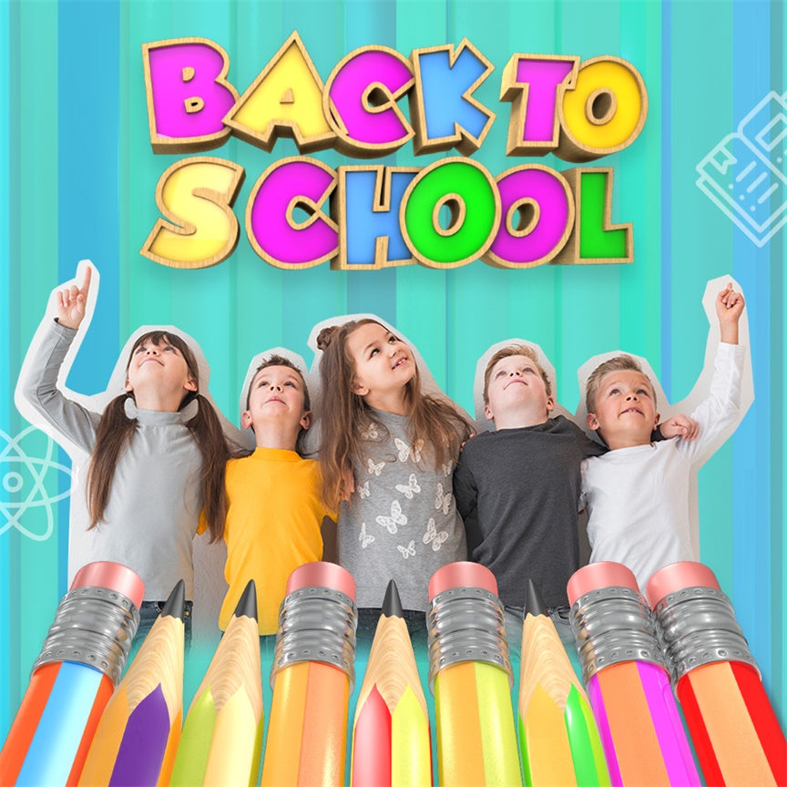 Back To School Backdrops Rainbow Pencil Power Custom Backdrop UK BRP6-31