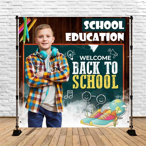 School Photo Backdrop Chalkboard Welcome Vibes Custom Backdrop UK BRP6-36