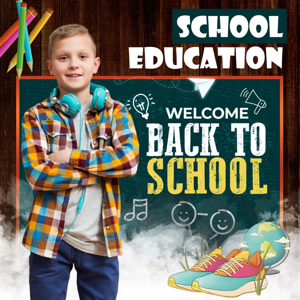 School Photo Backdrop Chalkboard Welcome Vibes Custom Backdrop UK BRP6-36