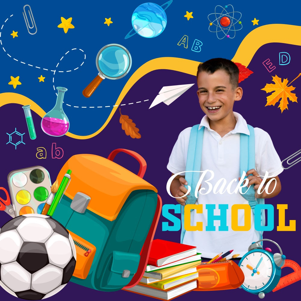 Back To School Backdrop Sports Science Ready Customized Backdrop UK BRP6-38