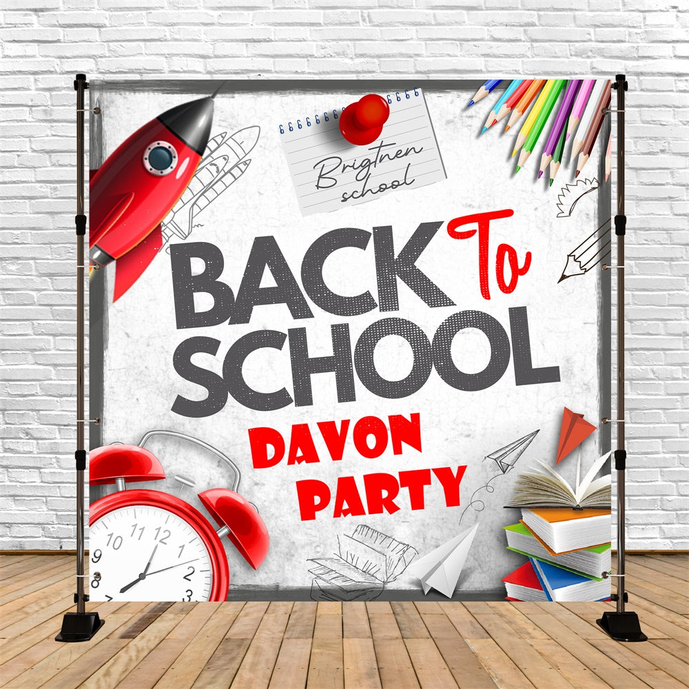 Back To School Backdrops Paper Planes Books Customized Backdrop UK BRP6-44