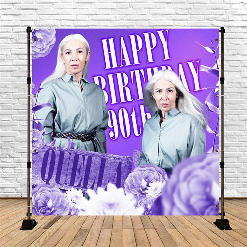 Personalized Birthday Backdrop Violet Grace 90th Backdrop UK BRP6-54