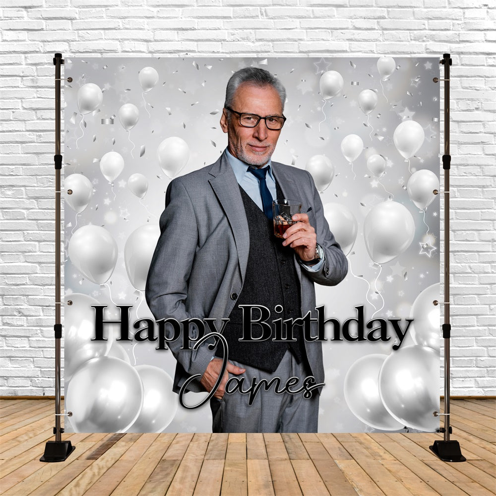 Customized Backdrop For Birthday Silver Elegance Backdrop UK BRP6-56
