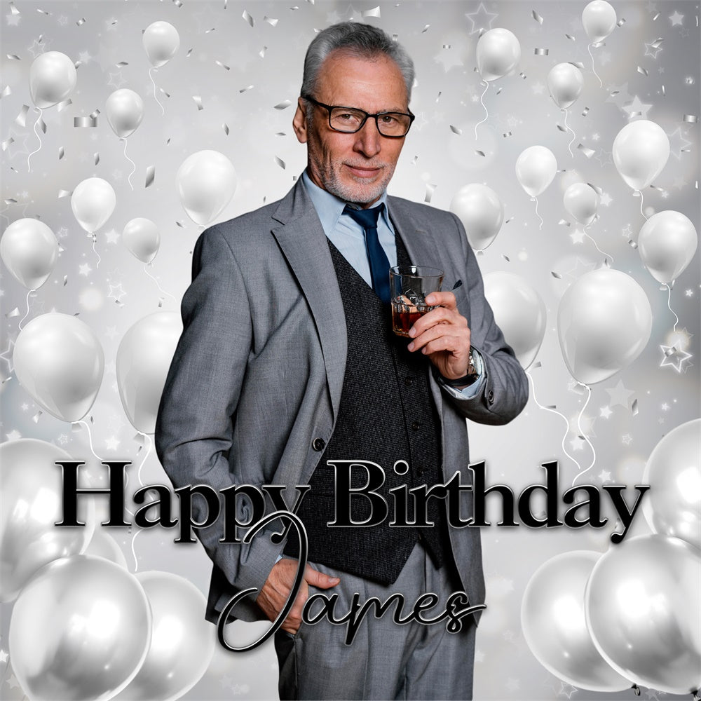 Customized Backdrop For Birthday Silver Elegance Backdrop UK BRP6-56