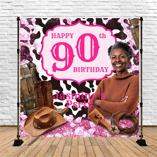 Customized Backdrop For Birthday Pink Rodeo Queen Backdrop UK BRP6-71