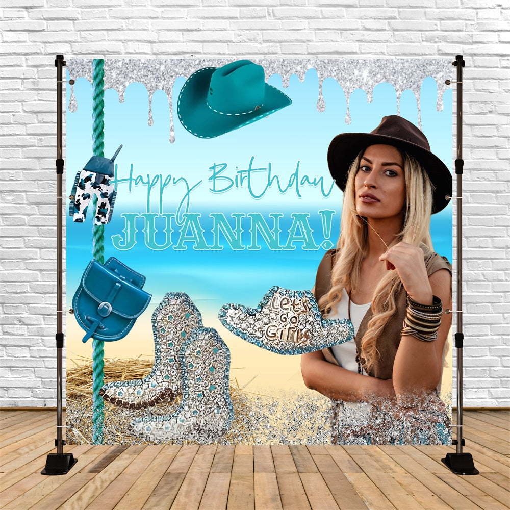 Backdrop For Birthday Party Glitter Rodeo Custom Backdrop UK BRP6-74