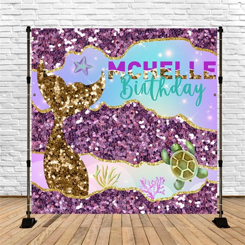 Mermaid Backdrop For Birthday Sparkle Mermaid Dream Custom Backdrop UK BRP6-82
