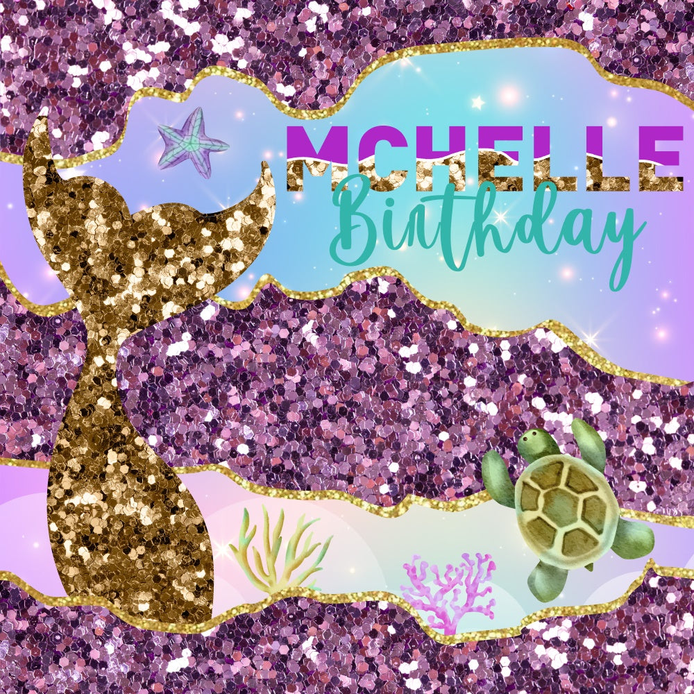 Mermaid Backdrop For Birthday Sparkle Mermaid Dream Custom Backdrop UK BRP6-82