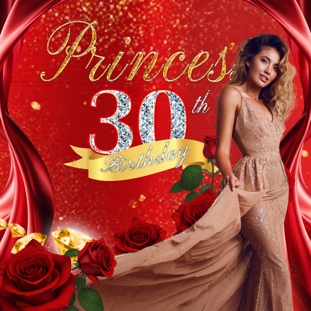 Backdrop Ideas For Birthday Glam Rose 30th Customized Backdrop UK BRP6-88