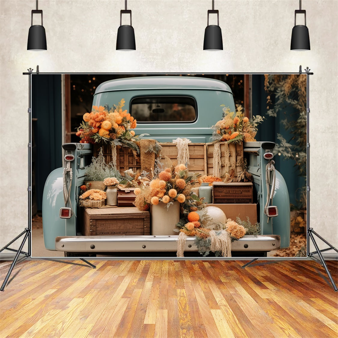 Autumn Truck with Flowers Backdrop UK BRP7-100