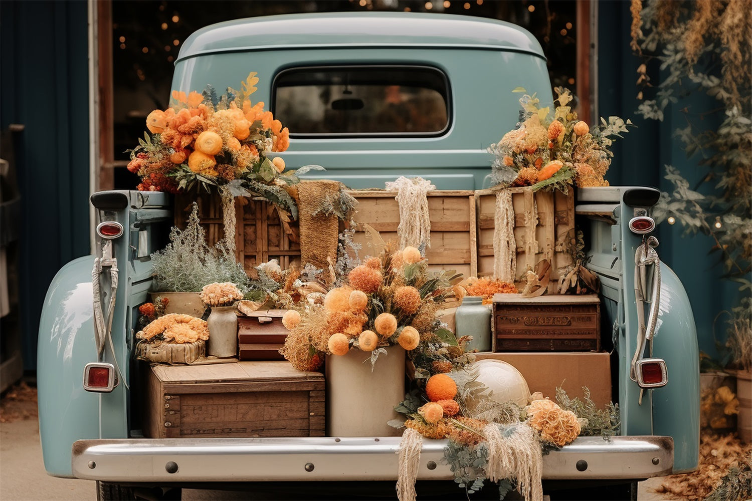 Autumn Truck with Flowers Backdrop UK BRP7-100