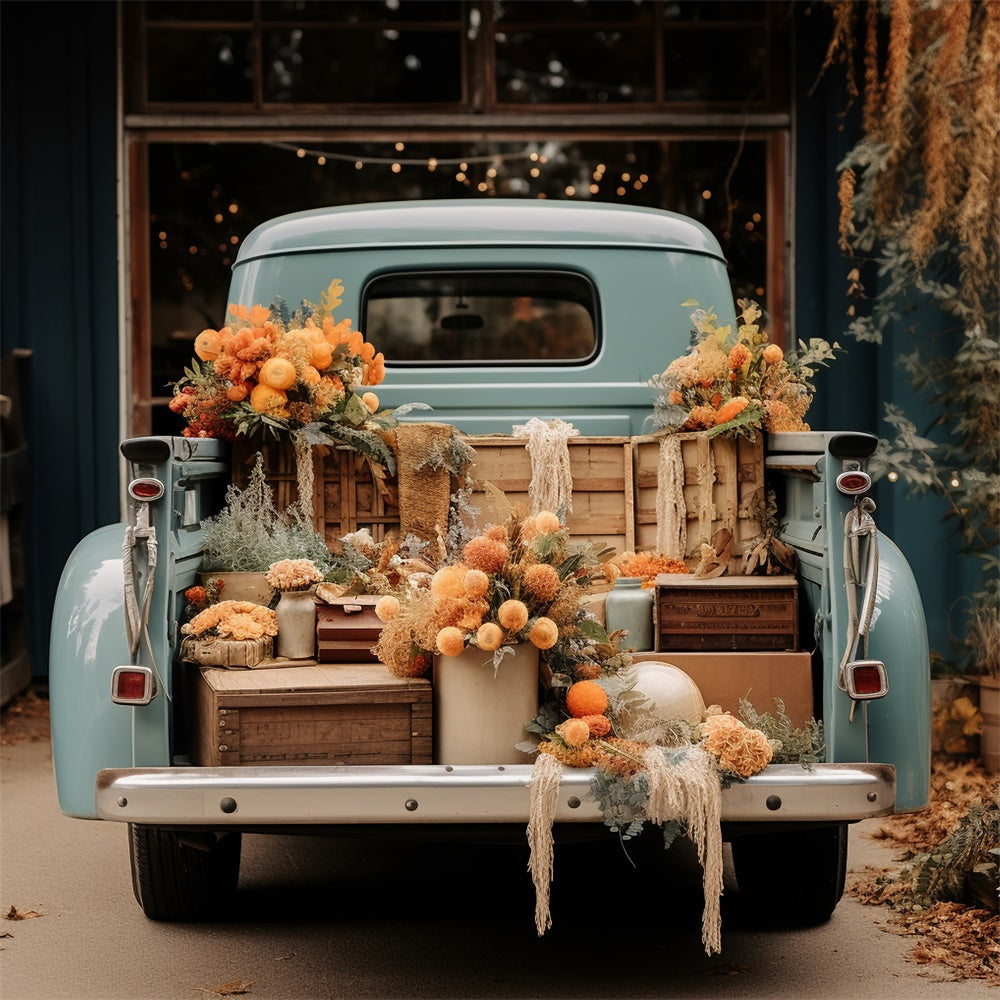 Autumn Truck with Flowers Backdrop UK BRP7-100