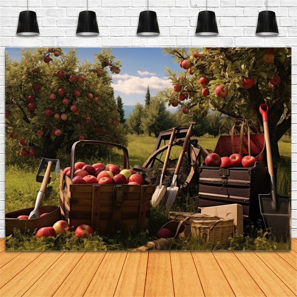 Autumn Apple Tree Harvest Photography Backdrop UK BRP7-104