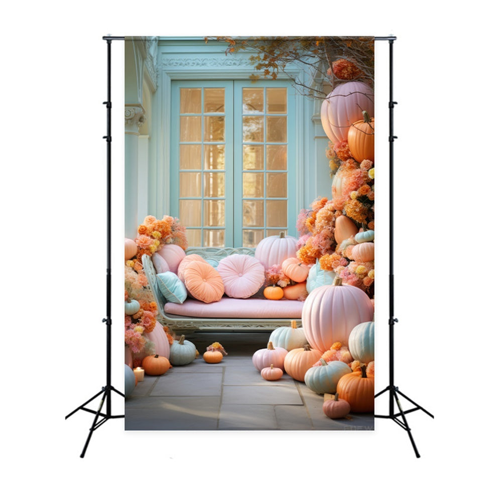 Autumn Colorful Pumpkin Flower Sofa Backdrop UK BRP7-106