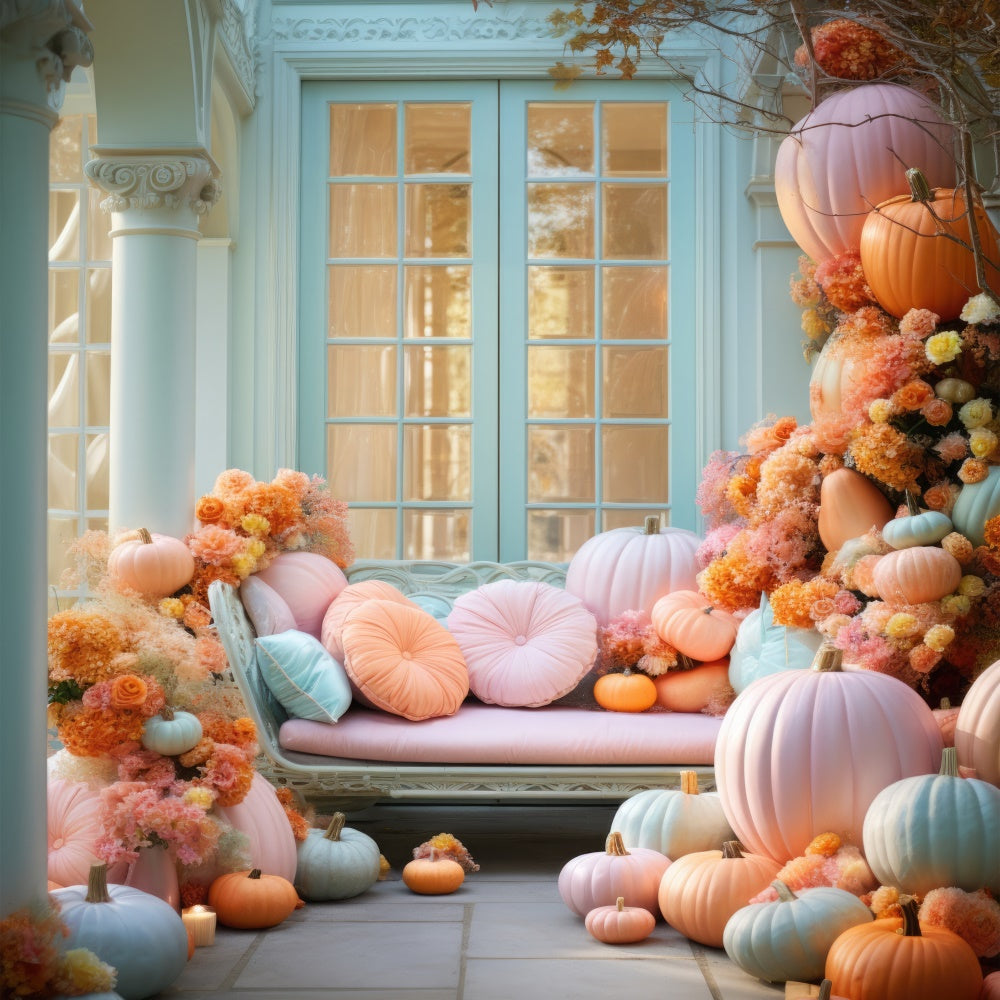 Autumn Colorful Pumpkin Flower Sofa Backdrop UK BRP7-106