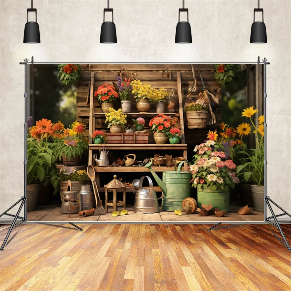 Autumn Flower Tool Shelf Photography Backdrop UK BRP7-107