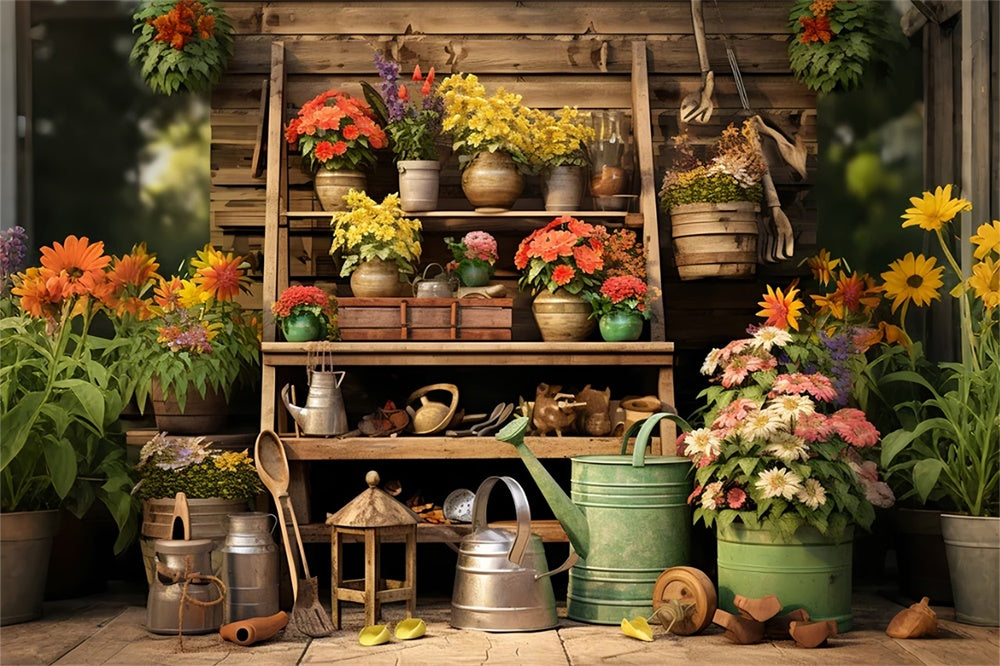 Autumn Flower Tool Shelf Photography Backdrop UK BRP7-107