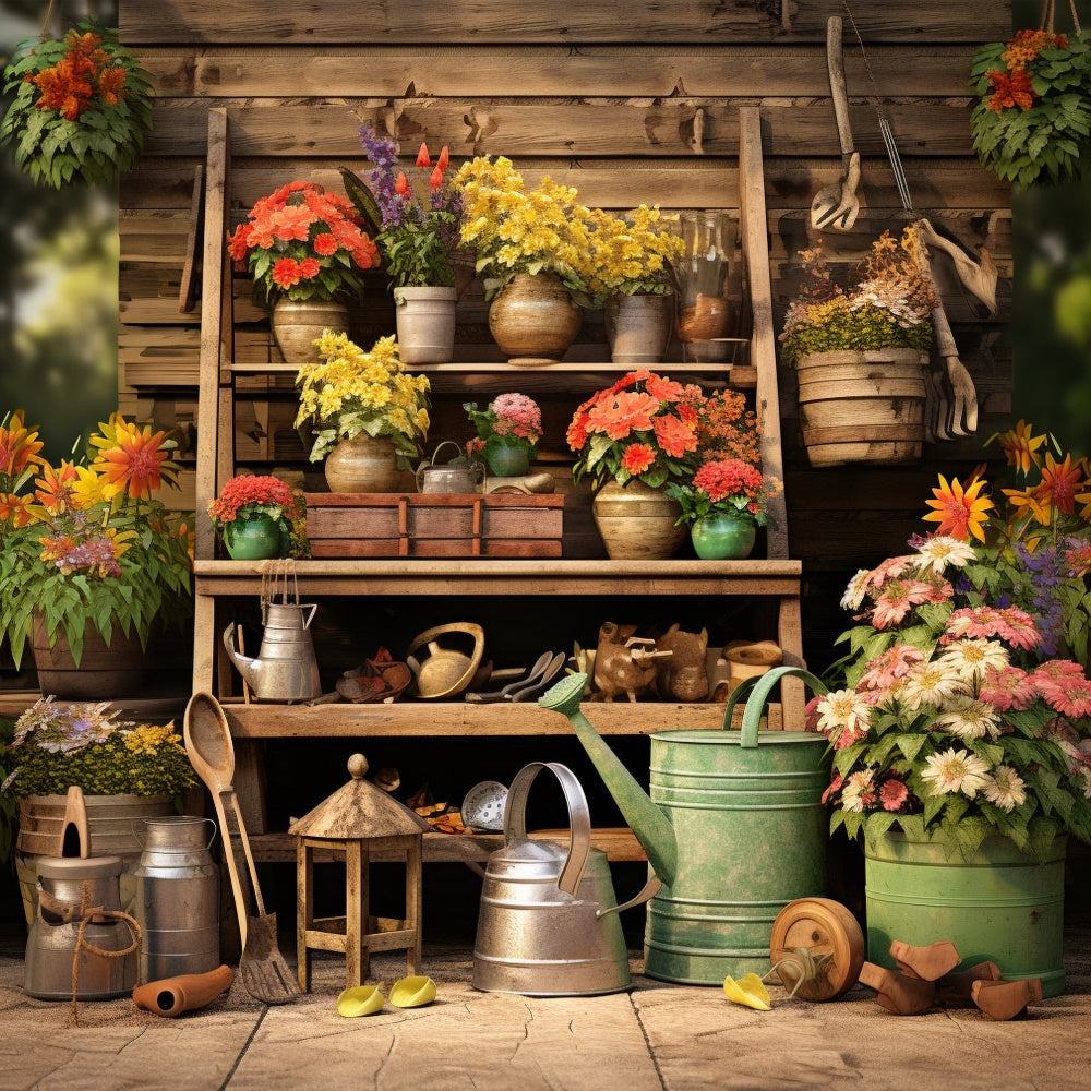 Autumn Flower Tool Shelf Photography Backdrop UK BRP7-107