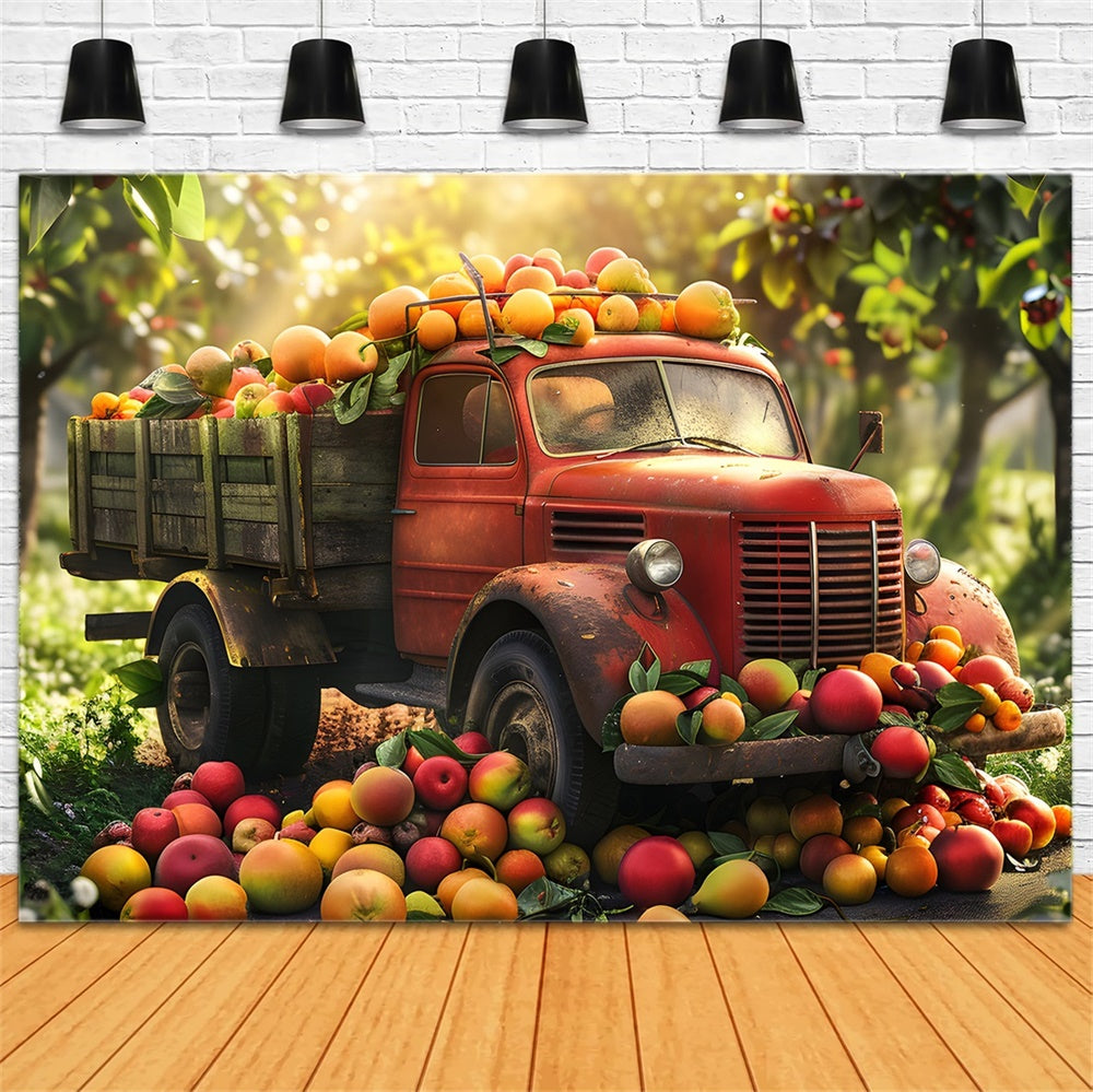 Autumn Car Apple Harvest Photography Backdrop UK BRP7-110