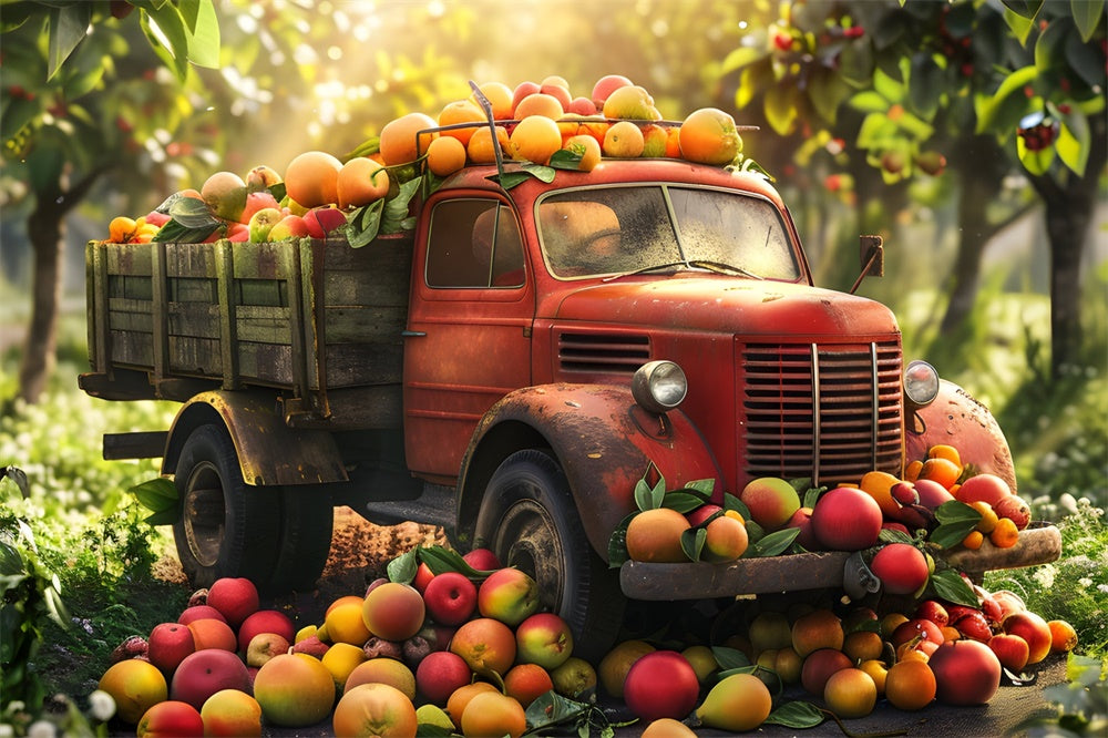 Autumn Car Apple Harvest Photography Backdrop UK BRP7-110