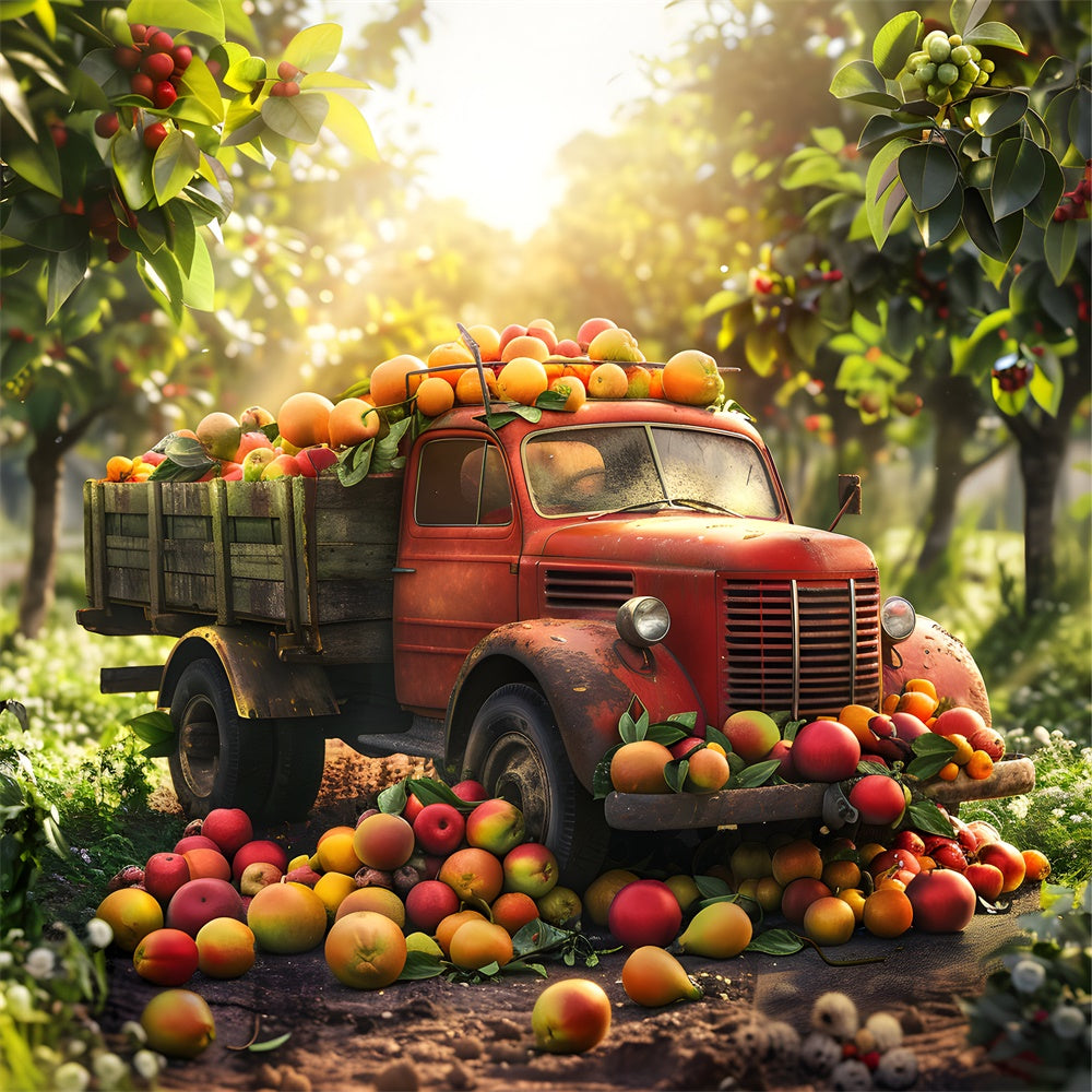 Autumn Car Apple Harvest Photography Backdrop UK BRP7-110