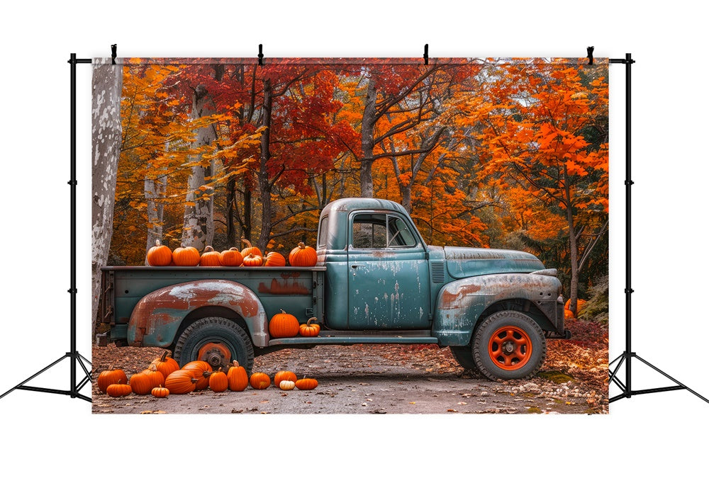 Autumn Maple Pumpkins And Truck Backdrop UK BRP7-112