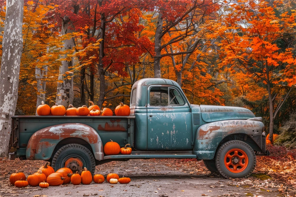 Autumn Maple Pumpkins And Truck Backdrop UK BRP7-112