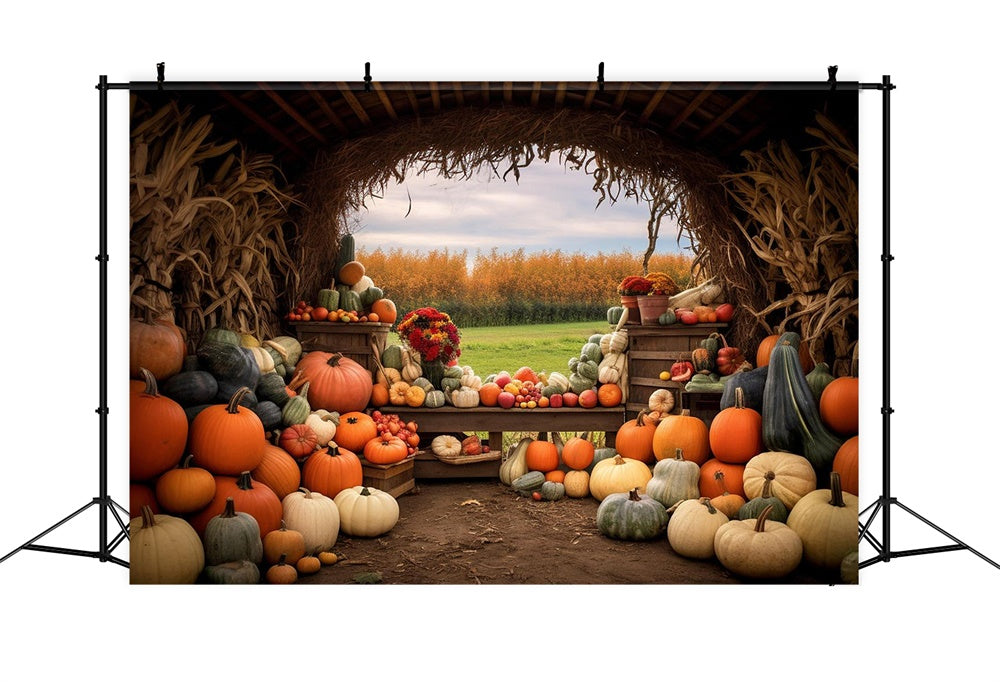 Autumn Pumpkin Farm Backdrop UK for Photography BRP7-122