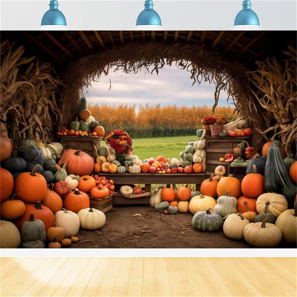 Autumn Pumpkin Farm Backdrop UK for Photography BRP7-122