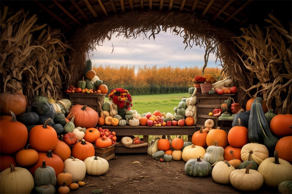 Autumn Pumpkin Farm Backdrop UK for Photography BRP7-122