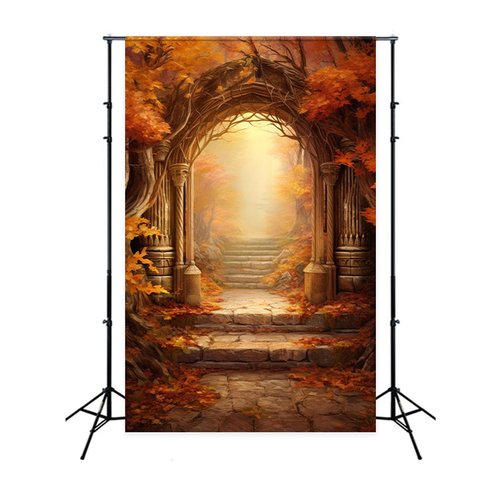 Golden Maple Leaf Arch Autumn Backdrop UK BRP7-124