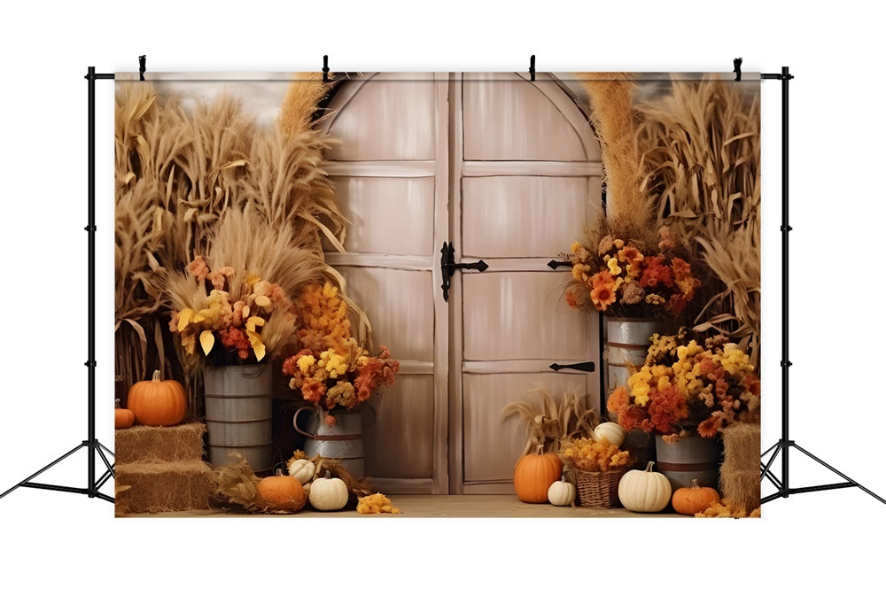 Autumn Pumpkins Arch Wall Photography Backdrop UK BRP7-125