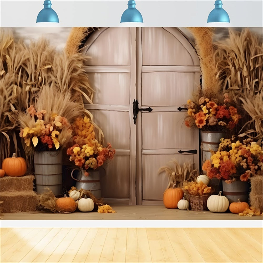 Autumn Pumpkins Arch Wall Photography Backdrop UK BRP7-125