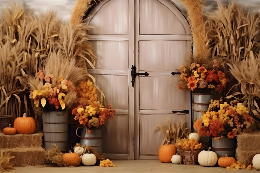 Autumn Pumpkins Arch Wall Photography Backdrop UK BRP7-125