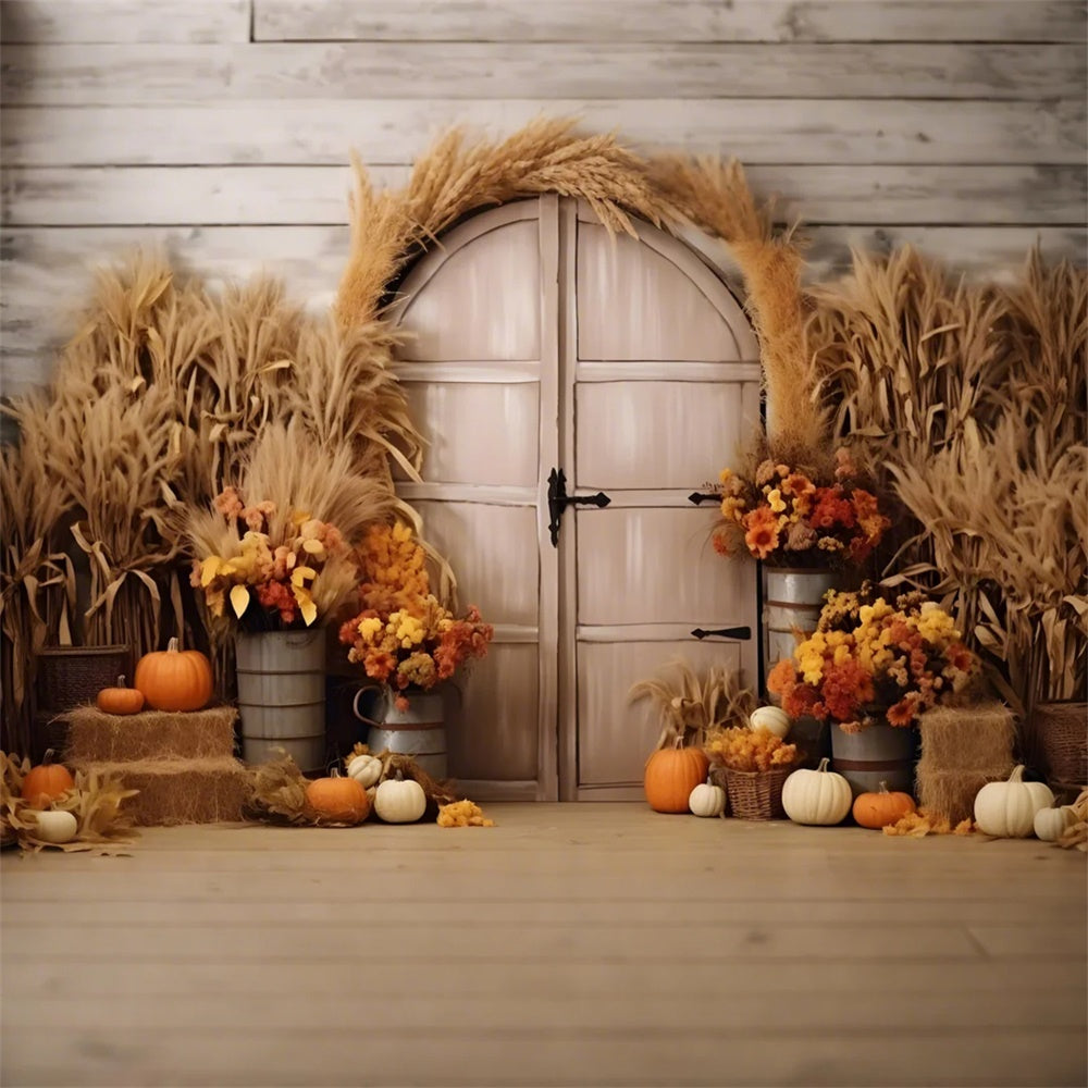 Autumn Pumpkins Arch Wall Photography Backdrop UK BRP7-125