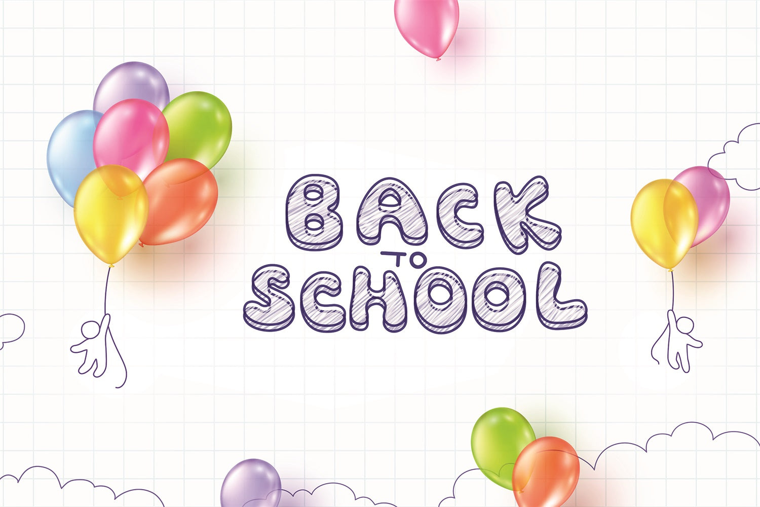 Colorful Balloon Back to School Photography Backdrop UK BRP7-13