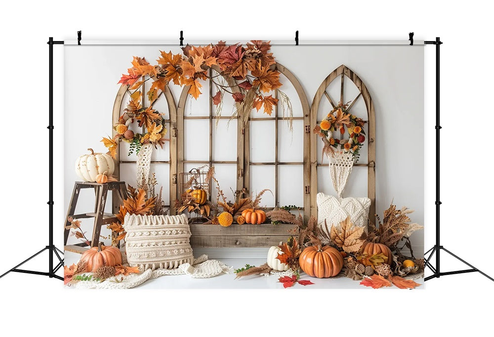 Autumn Bohemia Arch Window Leaf Backdrop UK BRP7-149