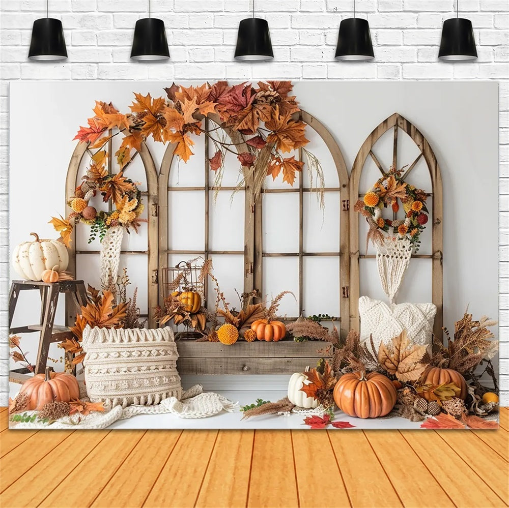 Autumn Bohemia Arch Window Leaf Backdrop UK BRP7-149