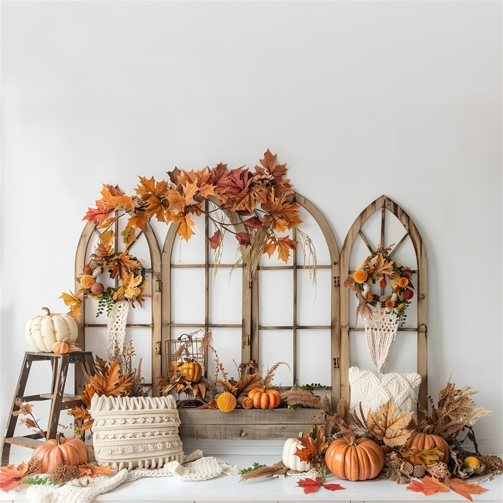 Autumn Bohemia Arch Window Leaf Backdrop UK BRP7-149