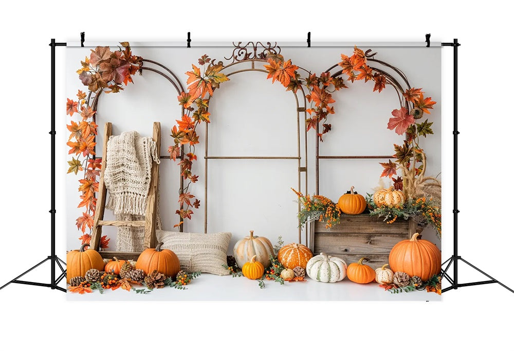 Autumn Pumpkin Leaf Arch Stand Backdrop UK BRP7-150