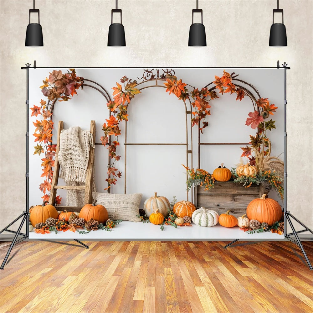 Autumn Pumpkin Leaf Arch Stand Backdrop UK BRP7-150