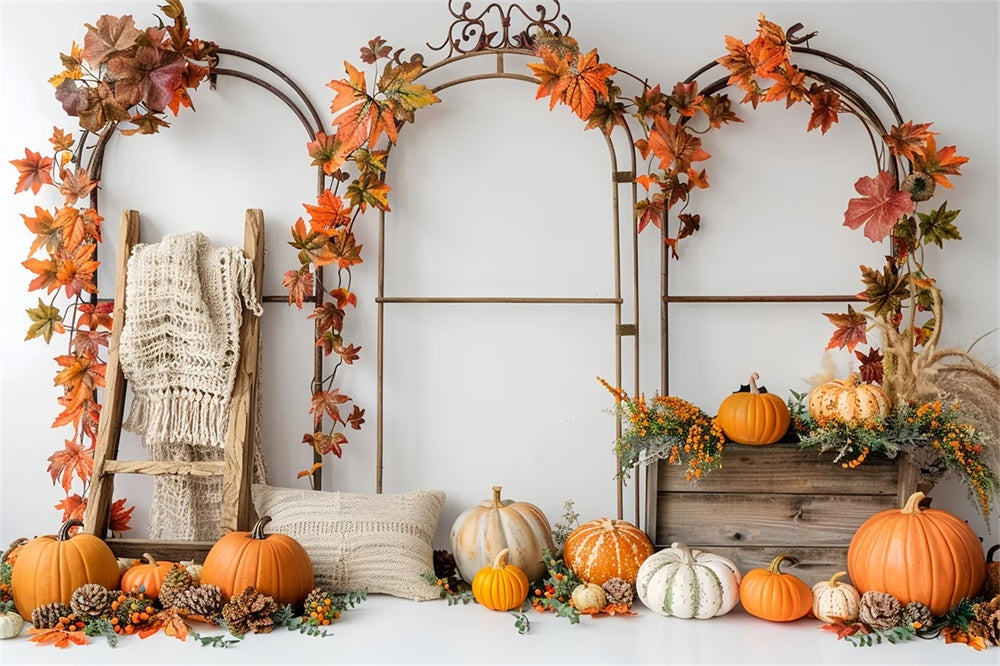 Autumn Pumpkin Leaf Arch Stand Backdrop UK BRP7-150