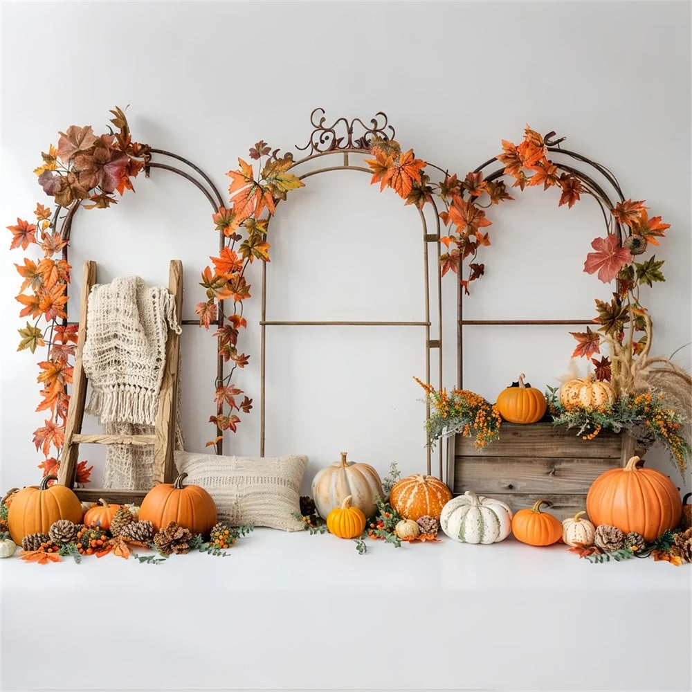 Autumn Pumpkin Leaf Arch Stand Backdrop UK BRP7-150