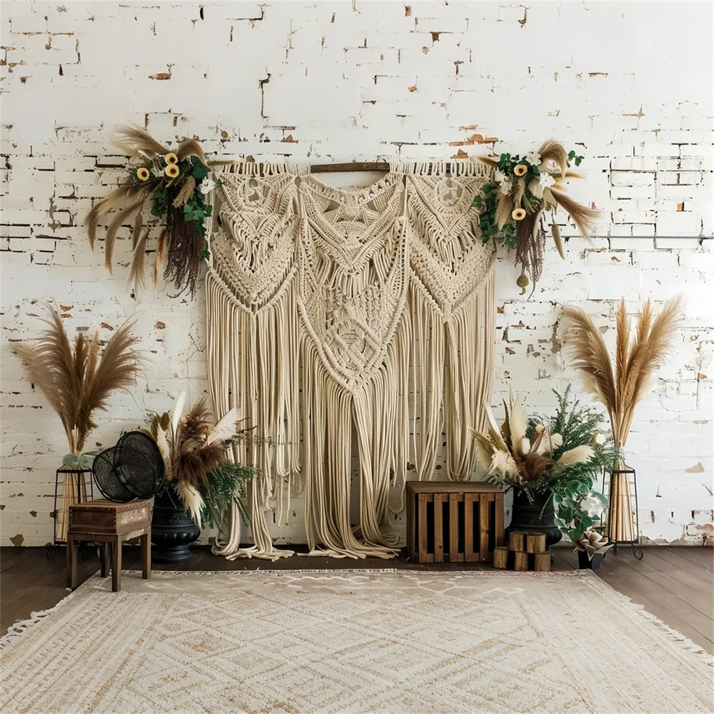 Autumn Bohemia White Brick Reed Backdrop UK BRP7-151