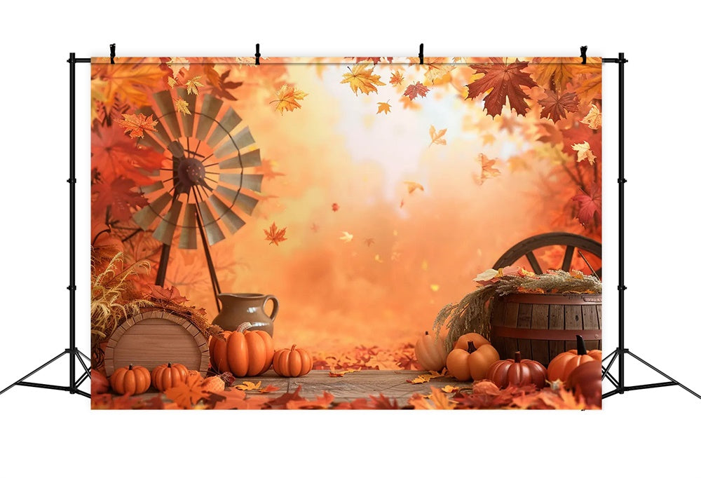 Autumn Maple Leaf Winnower Pumpkin Backdrop UK BRP7-154