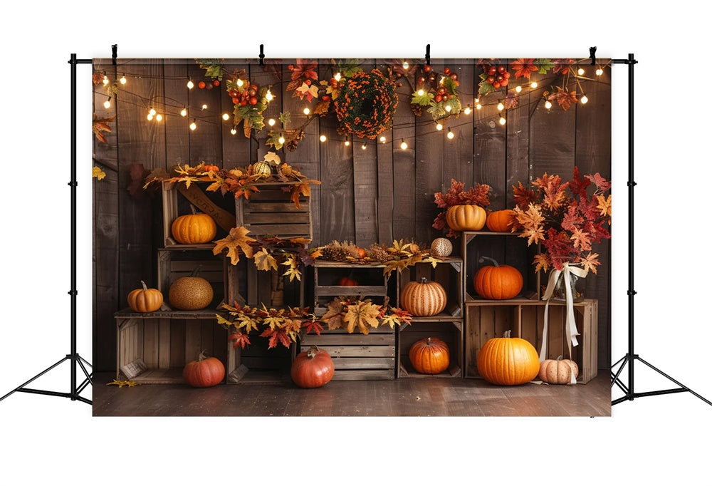 Autumn Wood Board Pumpkin Shelf Lamb Backdrop UK BRP7-161