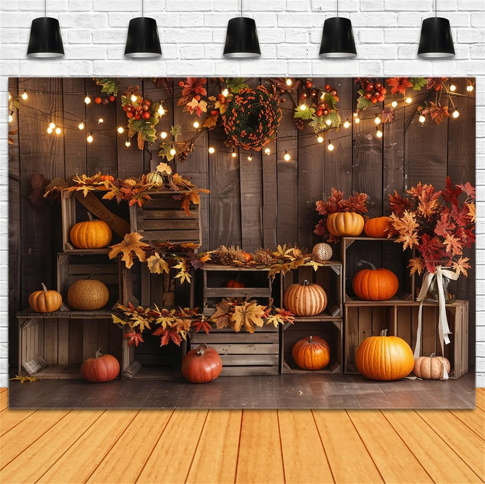 Autumn Wood Board Pumpkin Shelf Lamb Backdrop UK BRP7-161